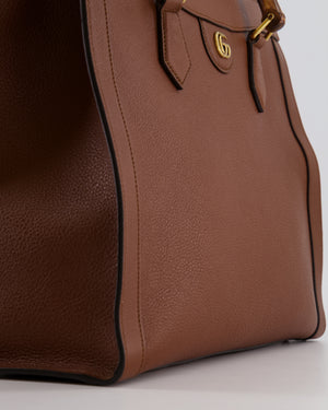 Gucci Brown Diana Large Tote Leather Bag with Shiny Antique Gold Hardware & Bamboo Handle RRP £3,790