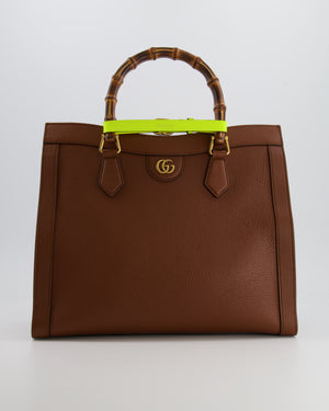 Gucci Brown Diana Large Tote Leather Bag with Shiny Antique Gold Hardware & Bamboo Handle RRP £3,790