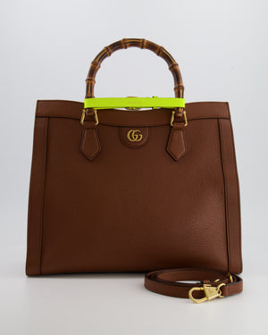 Gucci Brown Diana Large Tote Leather Bag with Shiny Antique Gold Hardware & Bamboo Handle RRP £3,790