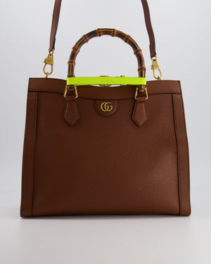 Gucci Brown Diana Large Tote Leather Bag with Shiny Antique Gold Hardware & Bamboo Handle RRP £3,790