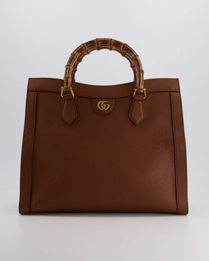 Gucci Brown Diana Large Tote Leather Bag with Shiny Antique Gold Hardware & Bamboo Handle RRP £3,790