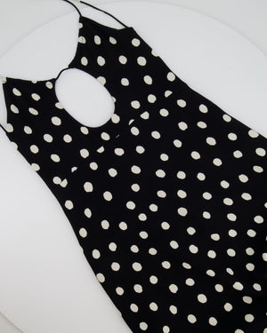 Saint Laurent Black and White Polka Dot Midi Dress with Cut Out Detail Size FR 34 (UK 6) RRP £2,150