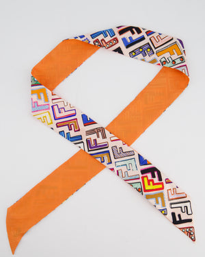 Fendi Multicolour & Orange Silk Printed Logo Wrappy RRP £170
