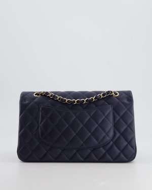 *RARE COLOUR* Chanel Classic Medium Double Flap Bag in Navy Blue Caviar Leather with Champagne Gold Hardware