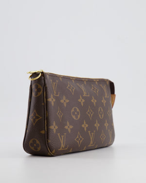 Louis Vuitton Brown Pochette Bag in Monogram Coated Canvas and Leather with Gold Hardware