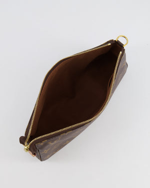 Louis Vuitton Brown Pochette Bag in Monogram Coated Canvas and Leather with Gold Hardware