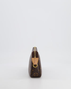 Louis Vuitton Brown Pochette Bag in Monogram Coated Canvas and Leather with Gold Hardware