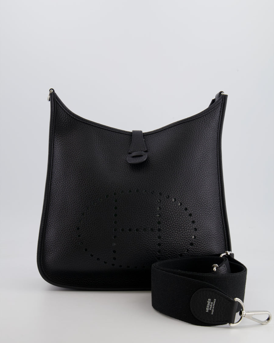 Hermes Evelyne III 29 Bag in Black Clemence Leather with Palladium Hardware