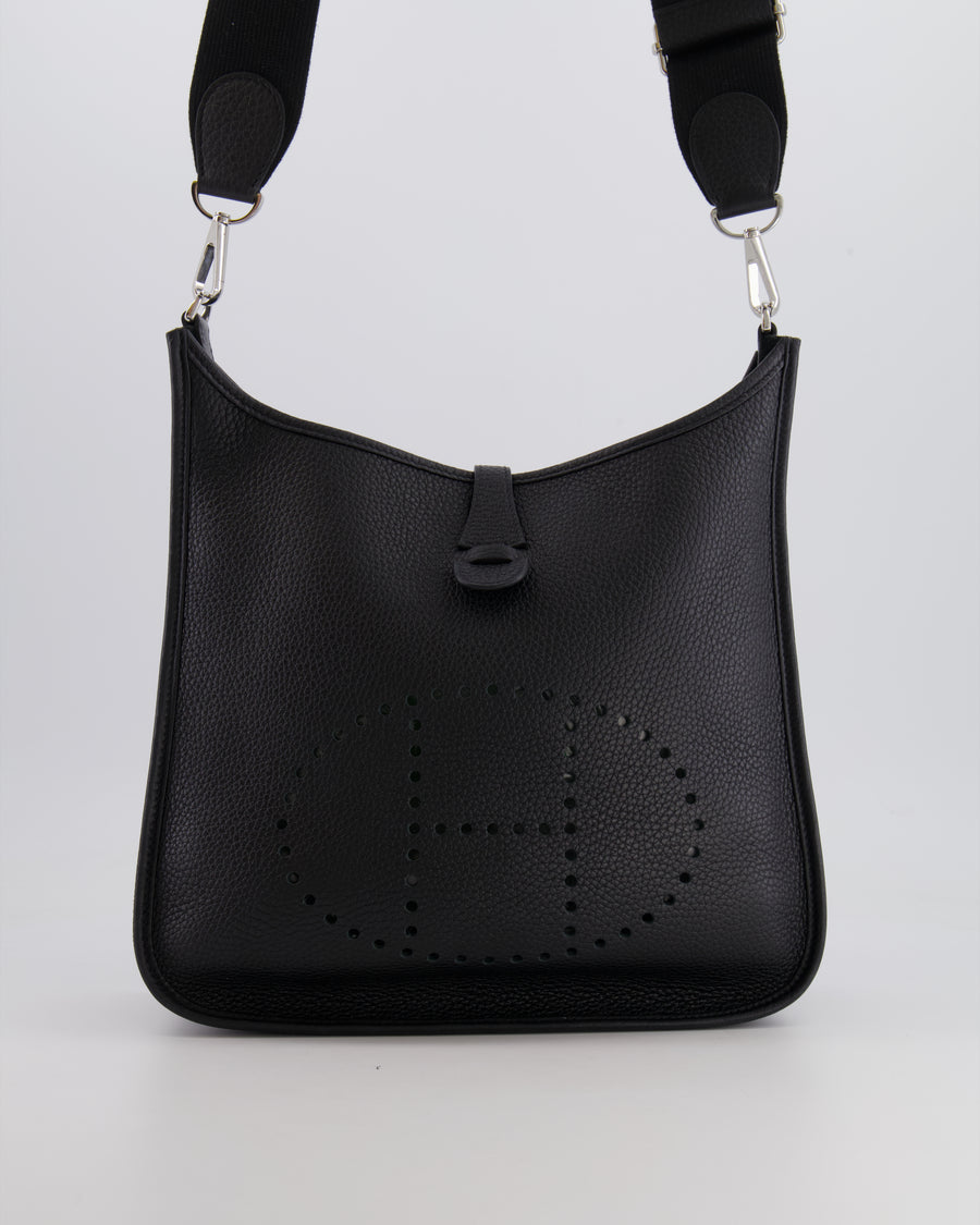 Hermes Evelyne III 29 Bag in Black Clemence Leather with Palladium Hardware
