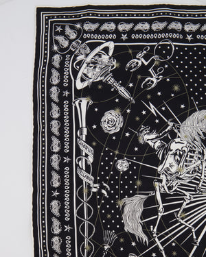 Hermès White and Black Chorus Stellarum Silk Scarf 55cm