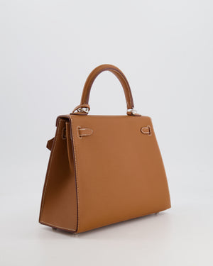 Hermès Kelly 25 Sellier Bag in Gold Epsom Leather with Palladium Hardware