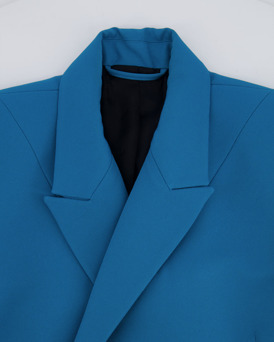 Balenciaga Petrol Blue Waisted Blazer Jacket Size FR 36 (UK 8) RRP £2,230
