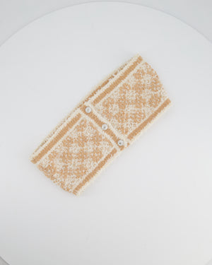 Chanel 23/S Dusty Pink & Ecru Tweed Gilet & Bralette Top with Crystal CC Buttons Detail Size FR 36 (UK 8)