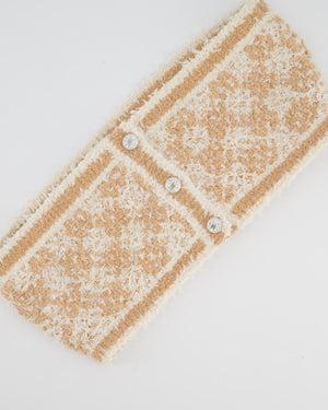 Chanel 23/S Dusty Pink & Ecru Tweed Gilet & Bralette Top with Crystal CC Buttons Detail Size FR 36 (UK 8)