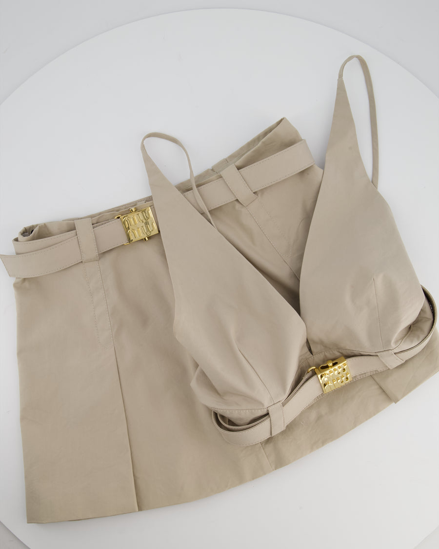 Miu Miu Beige Two-Piece Bra and Skirt Set Size IT 40/42 (UK 8/10)