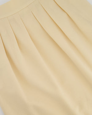 Chanel Vintage Cream Double Breasted Wool Blazer Jacket and Skirt Set with Gold CC Logo Button Detail FR 36 (UK 8)