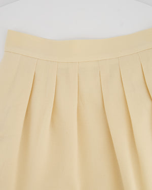 Chanel Vintage Cream Double Breasted Wool Blazer Jacket and Skirt Set with Gold CC Logo Button Detail FR 36 (UK 8)