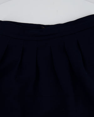 Chanel Vintage Navy Double Breasted Wool Blazer Jacket and Skirt Set with Gold CC Logo Button Detail FR 38 (UK 10)