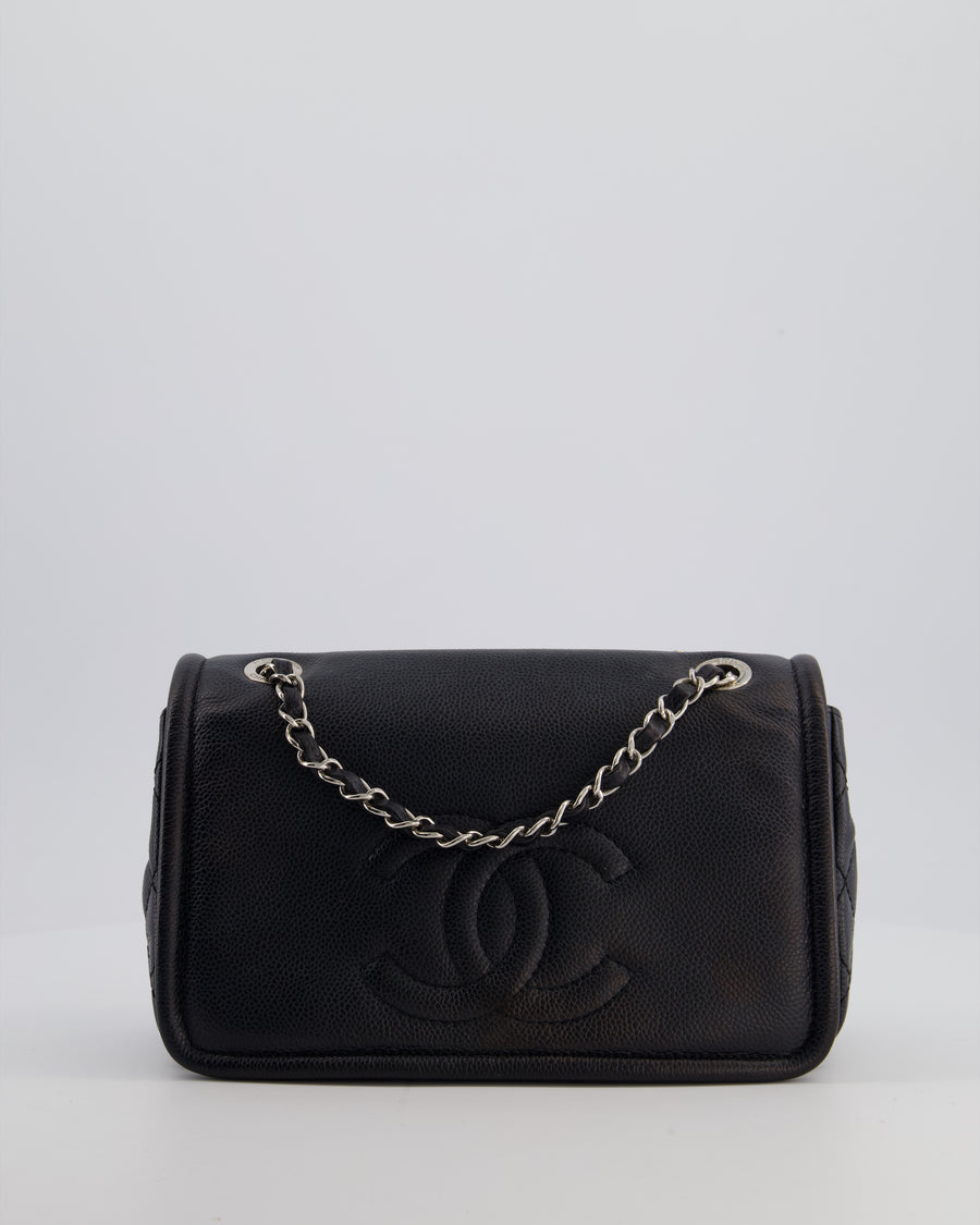 Chanel Black Classic Medium Timeless CC Flap Bag in Caviar Leather with Silver Hardware