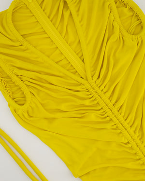 Proenza Schouler Yellow Maxi Dress with Long Shoulder Drawstring Asymmetric Details Size US 4 (UK 8)