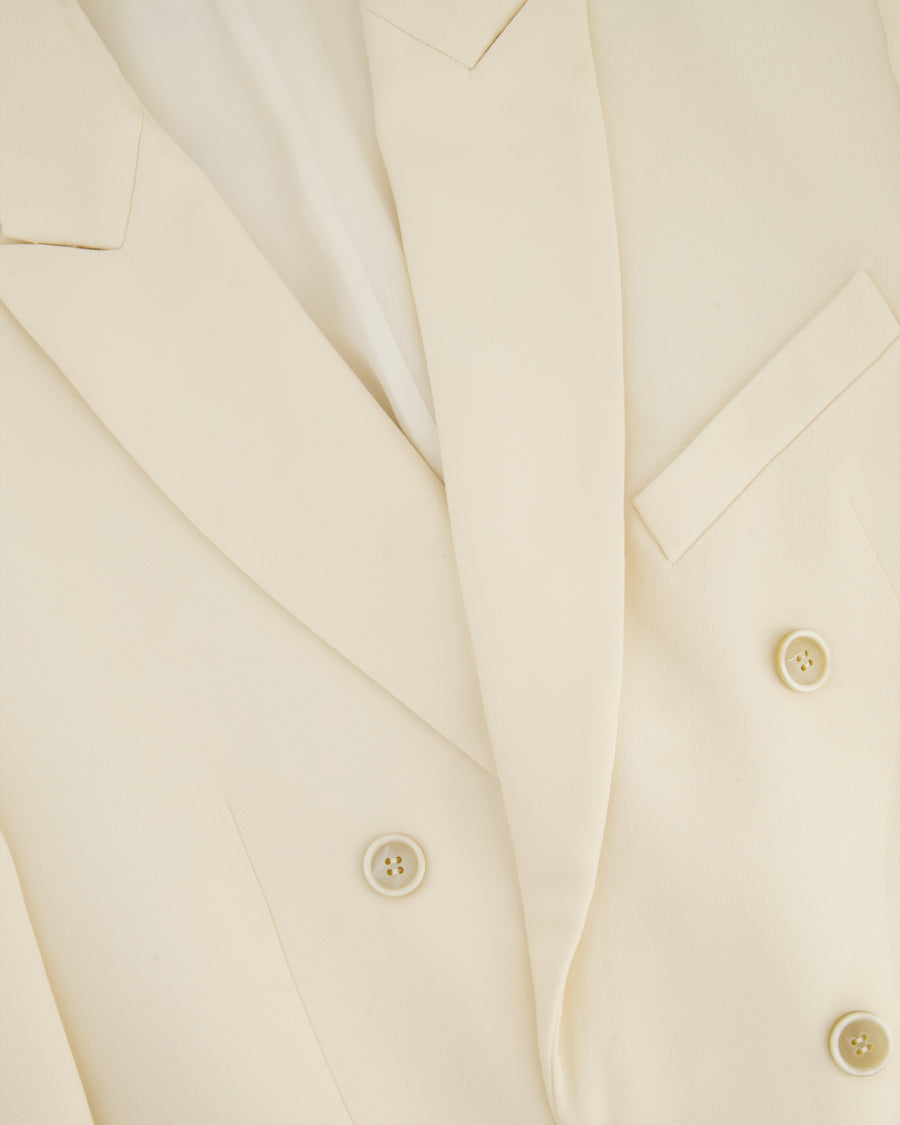 Wardrobe NYC Cream Double Breasted Blazer Jacket Size S (UK 8)