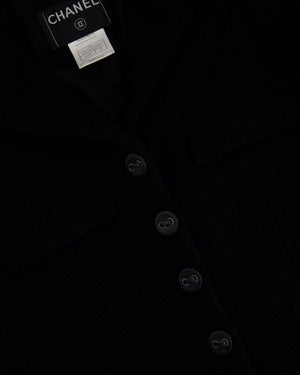 *FIRE PRICE* Chanel 02A Black Wool Jacket with Zips on The Sleeves & Leather Buttons Size FR 42 (UK 14)