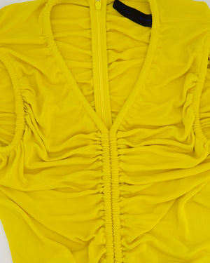 Proenza Schouler Yellow Maxi Dress with Long Shoulder Drawstring Asymmetric Details Size US 4 (UK 8)