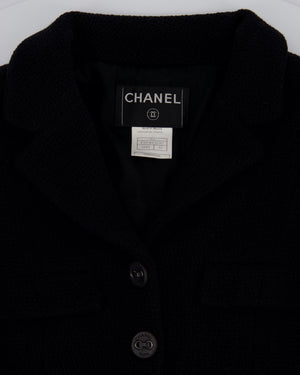 *FIRE PRICE* Chanel 02A Black Wool Jacket with Zips on The Sleeves & Leather Buttons Size FR 42 (UK 14)