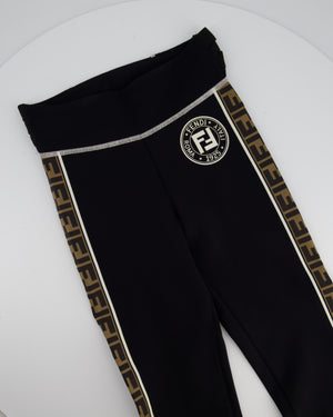 Fendi Black Legging with Logo Pattern IT 36 (UK 4)