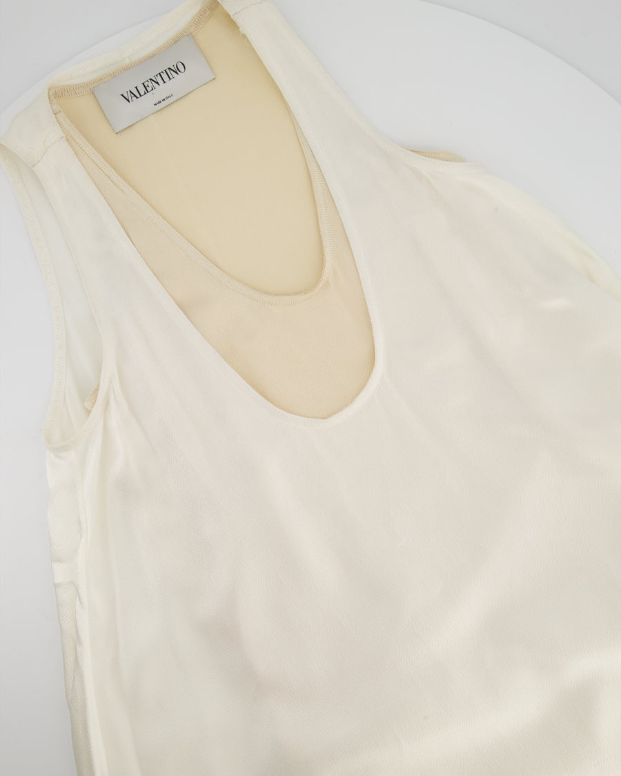 Valentino Satin White Two-Tone Sleeveless Double Layer Midi Dress Size IT 36 (UK 4)