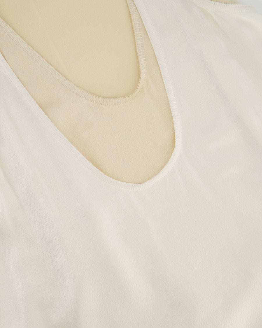 Valentino Satin White Two-Tone Sleeveless Double Layer Midi Dress Size IT 36 (UK 4)