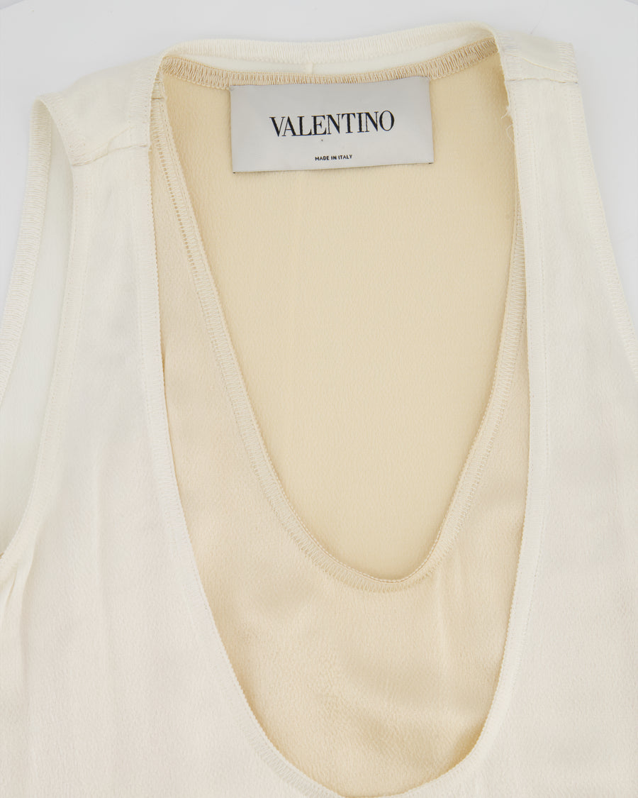 Valentino Satin White Two-Tone Sleeveless Double Layer Midi Dress Size IT 36 (UK 4)