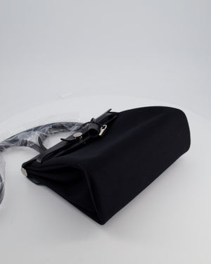 Hermès Herbag 31 Zip Bag in Noir Toile Officier Canvas, Noir Vache Hunter Leather with Palladium Hardware