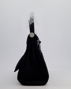 Hermès Herbag 31 Zip Bag in Noir Toile Officier Canvas, Noir Vache Hunter Leather with Palladium Hardware