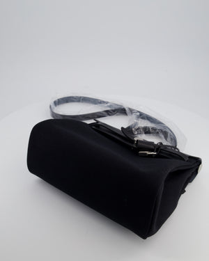 Hermès Herbag 31 Zip Bag in Noir Toile Officier Canvas, Noir Vache Hunter Leather with Palladium Hardware