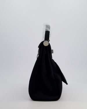 Hermès Herbag 31 Zip Bag in Noir Toile Officier Canvas, Noir Vache Hunter Leather with Palladium Hardware