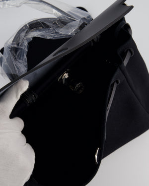 Hermès Herbag 31 Zip Bag in Noir Toile Officier Canvas, Noir Vache Hunter Leather with Palladium Hardware