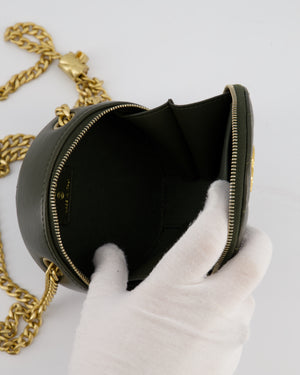 Chanel Lambskin Quilted Khaki Round Coco Crush Clutch with Brushed Gold Hardware