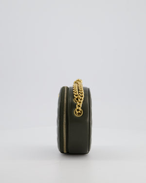 Chanel Lambskin Quilted Khaki Round Coco Crush Clutch with Brushed Gold Hardware