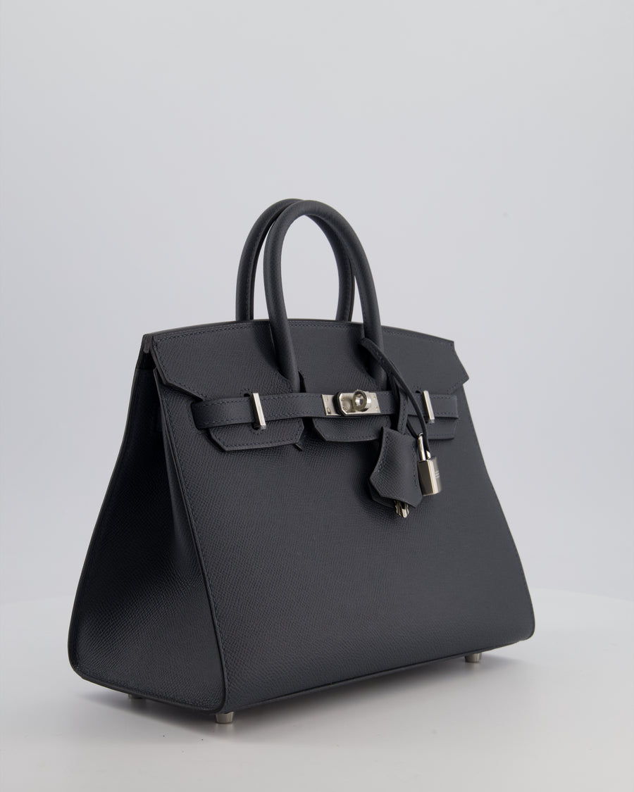 Hermès Birkin 25 Sellier Bag in Gris Misty Epsom Leather with Palladium Hardware