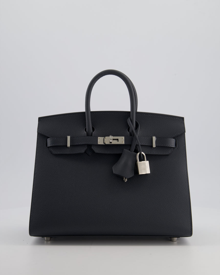 Hermès Birkin 25 Sellier Bag in Gris Misty Epsom Leather with Palladium Hardware