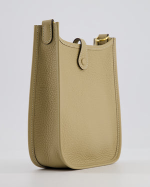 Hermès Mini Evelyne Bag in Beige Marfa Clemence Leather with Gold Hardware
