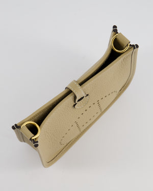 Hermès Mini Evelyne Bag in Beige Marfa Clemence Leather with Gold Hardware