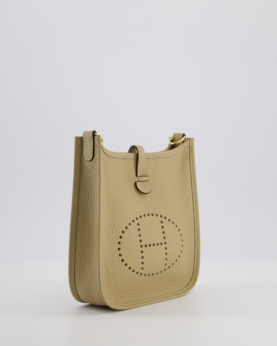 Hermès Mini Evelyne Bag in Beige Marfa Clemence Leather with Gold Hardware