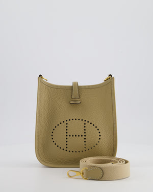 Hermès Mini Evelyne Bag in Beige Marfa Clemence Leather with Gold Hardware