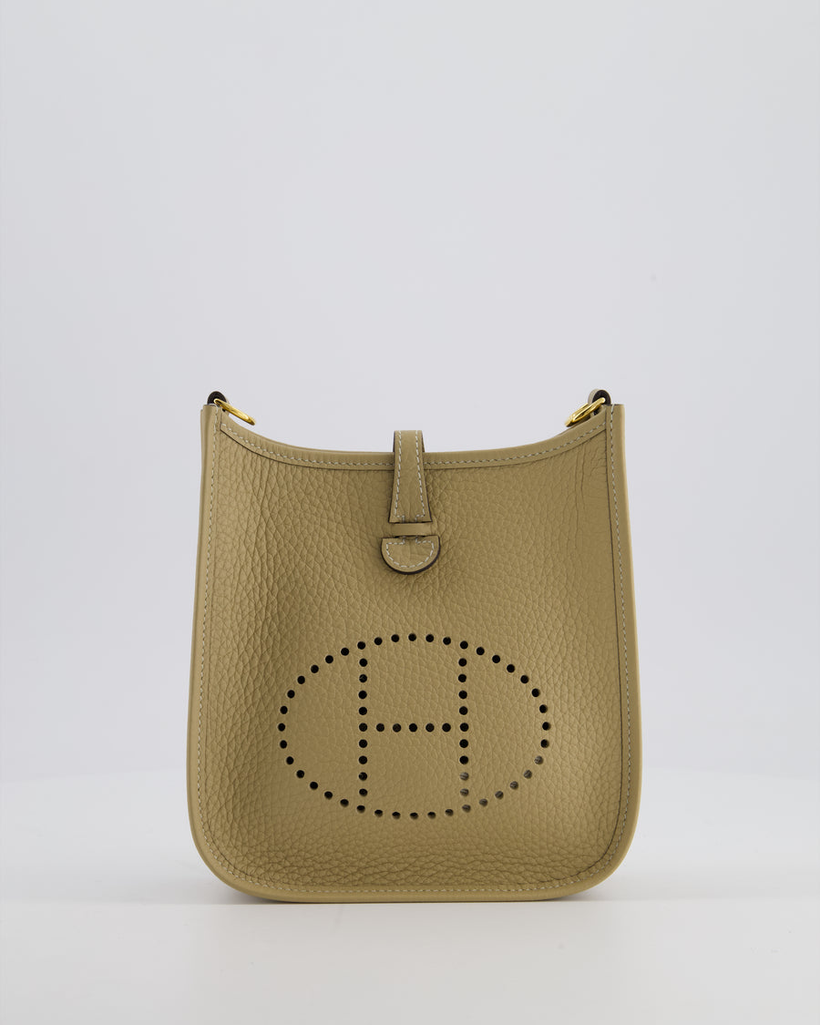 Hermès Mini Evelyne Bag in Beige Marfa Clemence Leather with Gold Hardware