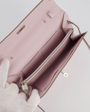 Hermès Kelly To Go Bag in Mauve Pale Evercolor Leather with Palladium Hardware