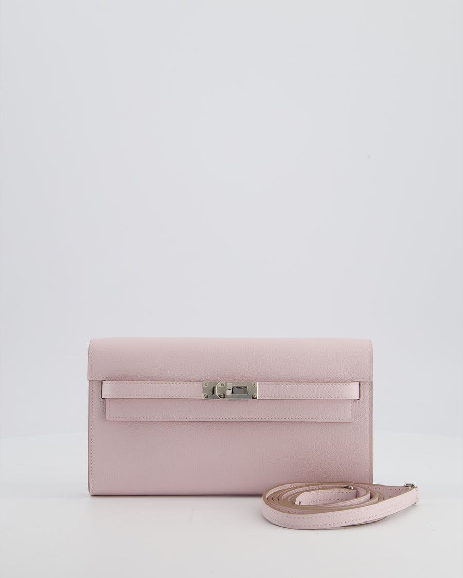 Hermès Kelly To Go Bag in Mauve Pale Evercolor Leather with Palladium Hardware