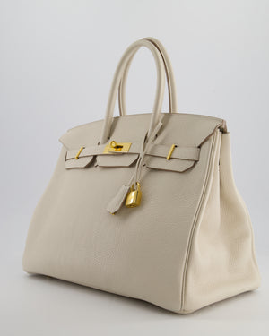 Hermès Birkin 35 Retourne Bag in Craie Togo Leather with Gold Hardware