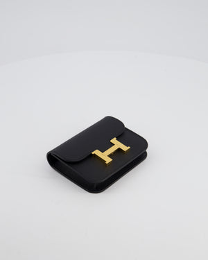 Hermès Constance Slim Belt Wallet Bag in Black Epsom Leather with Pocket and Gold Hardware
